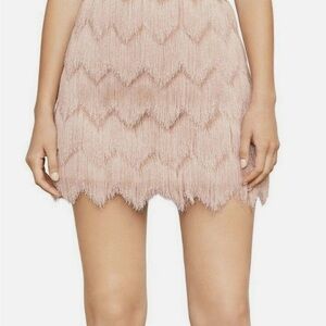 NWT BCBGMaxAzria Fringe Mini Skirt in Soft Pink